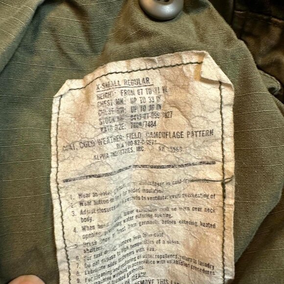 Vintage Military Jacket XS 90s M65 Field cold weather camoflauge - Picture 3 of 5